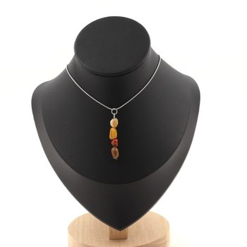 4 Mookaite from Australia Freeform Beads 5mm-8mm necklace. Stainless steel chain