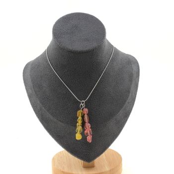 5 Yellow Opal from Australia + 5 Strawberry Quartz from Madagascar Freeform Beads 5mm-8mm necklace. Stainless steel chain