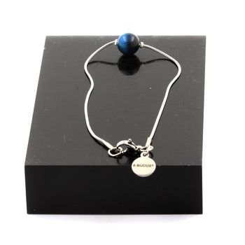Stainless steel bracelet 1 Light Blue Tiger's Eye 8 mm Bead.