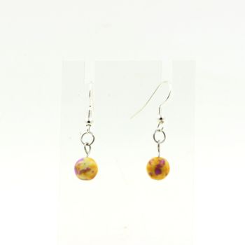 Stainless steel Earrings Yellow-purple Jasper 8 mm 1 Bead.