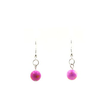 Boucles D'oreilles en acier inoxydable 1 Perle Jaspe rose jaune 8 mm.