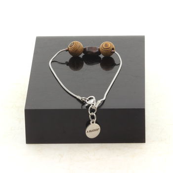 Stainless steel bracelet 1 Freeform Boulder Opal from Australia Bead 5mm-8mm + wood.