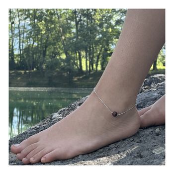 Stainless steel Anklet 1 Matte Red Tiger's Eye 8 mm Bead.