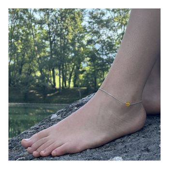 Stainless steel Anklet 1 Yellow Agate Bead 8mm.