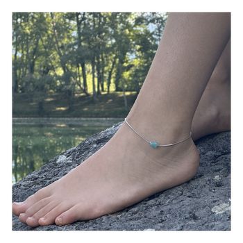 Bracelet de cheville 1 Perle Amazonite du Brésil chaîne en acier inoxydable.