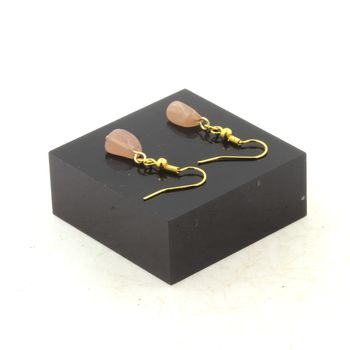 Golden stainless steel Earrings Sunstone from Tanzania 1 Bead.