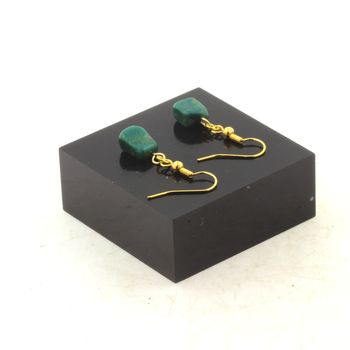 Golden stainless steel Earrings Chrysocolla from the USA 1 Bead.