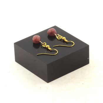 Golden stainless steel Earrings Ruby from Brazil 1 Bead.