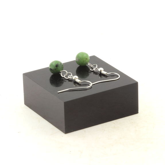 Stainless steel Earrings Epidote from Australia 8 mm 1 Bead.