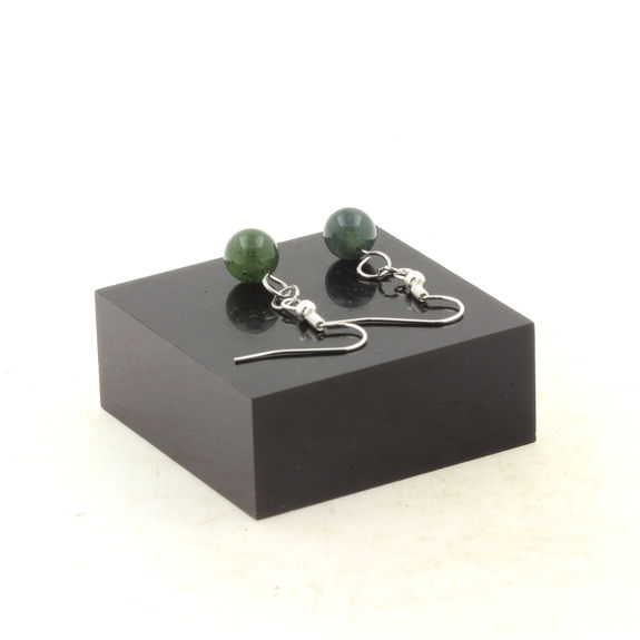 Stainless steel Earrings Moss Agate 8 mm 1 Bead.