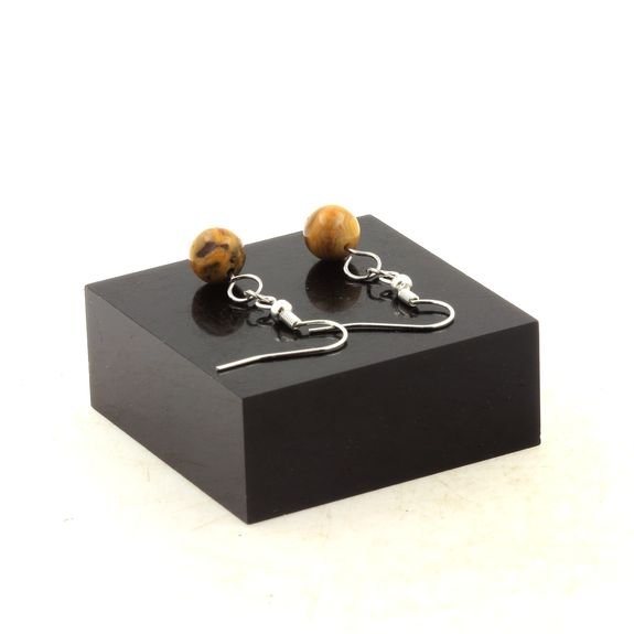Stainless steel Earrings Crazy Lace Agate 8 mm 1 Bead.