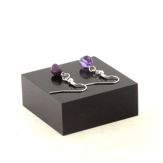 Stainless steel Earrings Amethyst from Brazil 1 Bead.