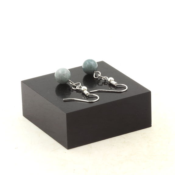 Stainless steel Earrings Jade 8 mm 1 Bead.