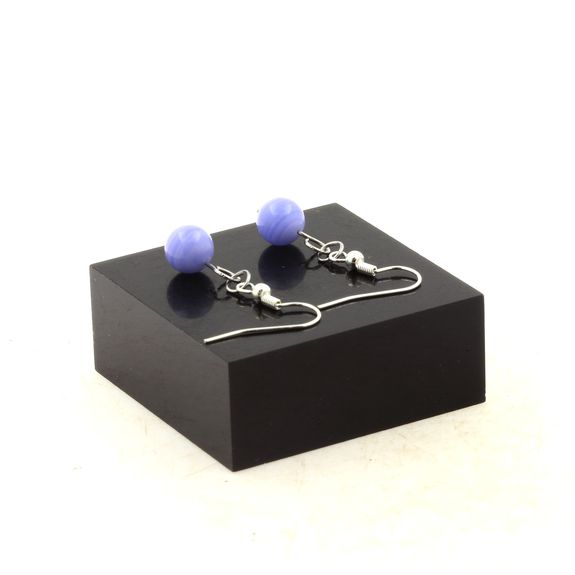 Stainless steel Earrings Blue Crazy Lace Agate 8 mm 1 Bead.