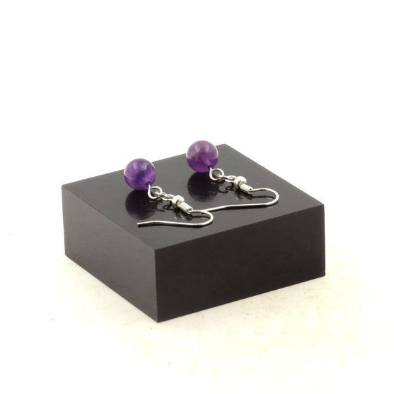 Stainless steel Earrings Amethyst 8 mm 1 Bead.