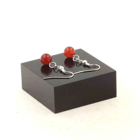 Stainless steel Earrings Red Agate 8 mm 1 Bead.