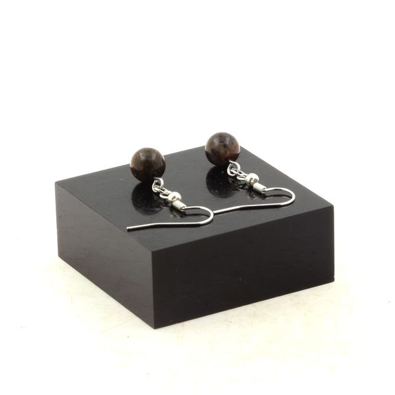 Stainless steel Earrings Bronzite 8 mm 1 Bead.