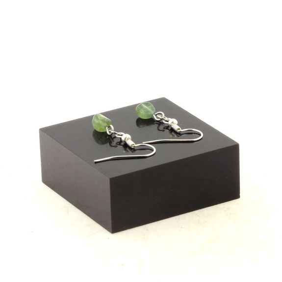 Stainless steel Earrings Green Apatite from Madagascar 1 Bead.