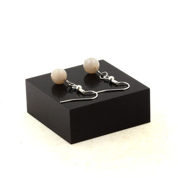 Stainless steel Earrings Bamboo Leaf Agate 8 mm 1 Bead.