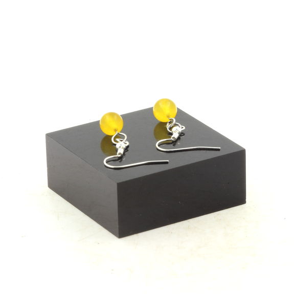 Stainless steel Earrings Yellow Agate 8 mm 1 Bead.