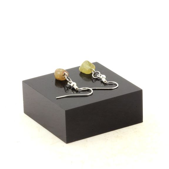 Stainless steel Earrings Yellow apatite from Madagascar 1 Bead.