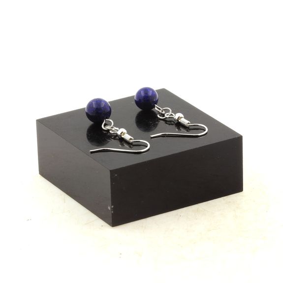 Stainless steel Earrings Lapis Lazuli 8 mm 1 Bead.