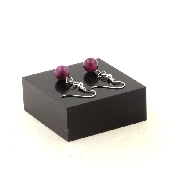 Stainless steel Earrings Lepidolite 8 mm 1 Bead.