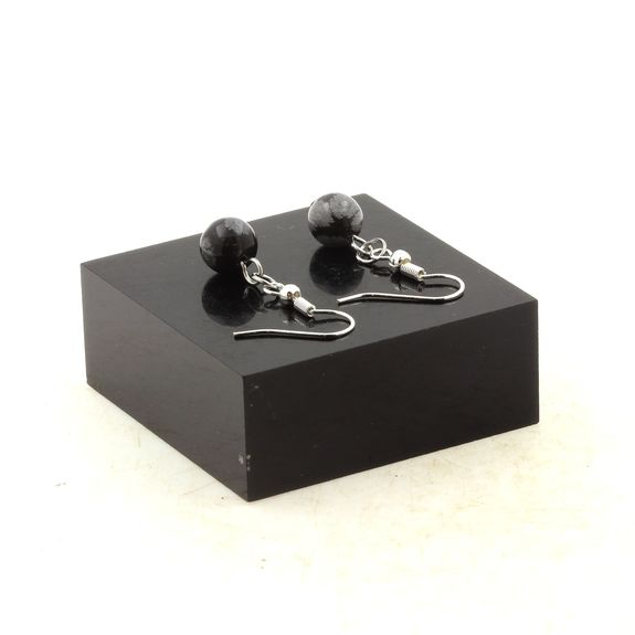 Stainless steel Earrings Snowflake Obsidian 8 mm 1 Bead.