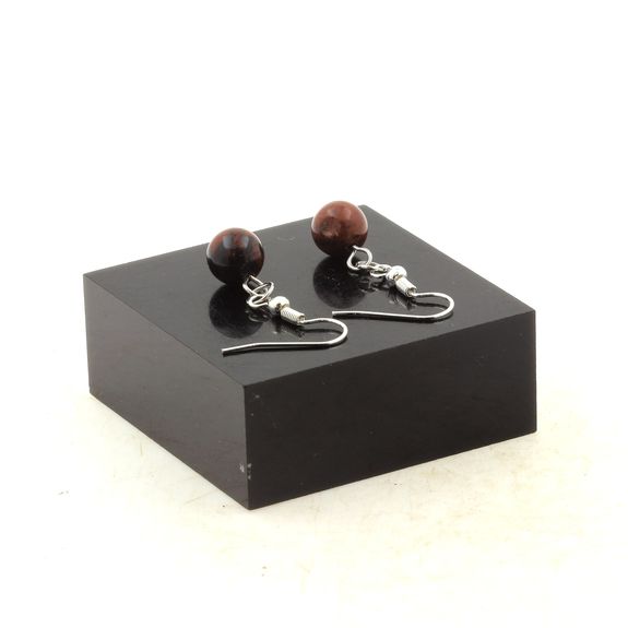 Stainless steel Earrings Mahogany Obsidian 8 mm 1 Bead.