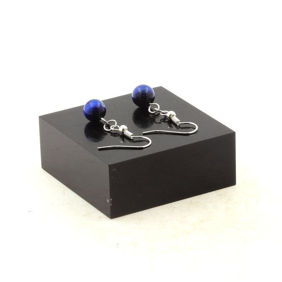 Stainless steel Earrings Blue Tiger's Eye 8 mm 1 Bead.