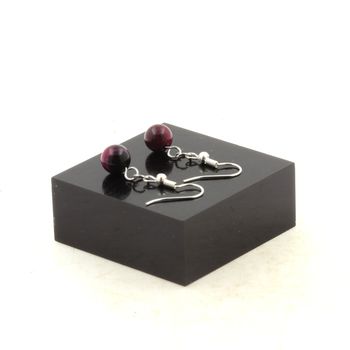 Stainless steel Earrings multicolor Tiger's Eye 8 mm 1 Bead.