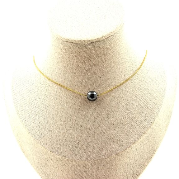 Collier 1 perle Hématite 8 mm