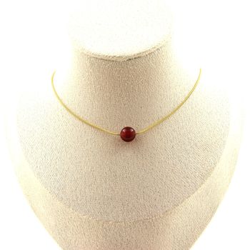 Collier 1 perle Agate Rouge 8 mm