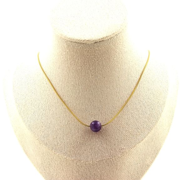 Collier 1 perle Améthyste 8 mm
