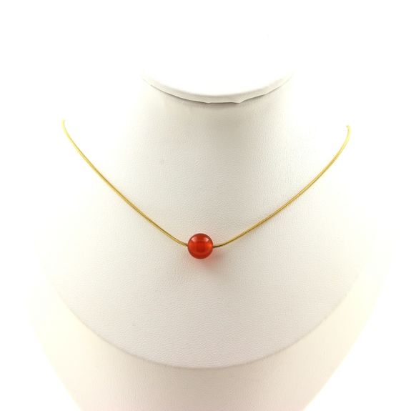 Collier 1 perle Cornaline d'Uruguay 8 mm
