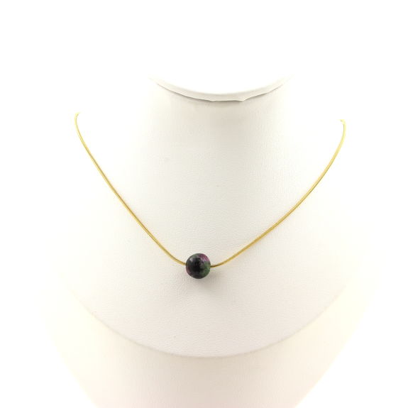 Collier 1 perle Epidote d'Australie 8 mm