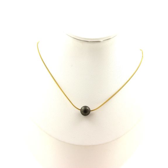 Collier 1 perle Pyrite d'Espagne 8 mm