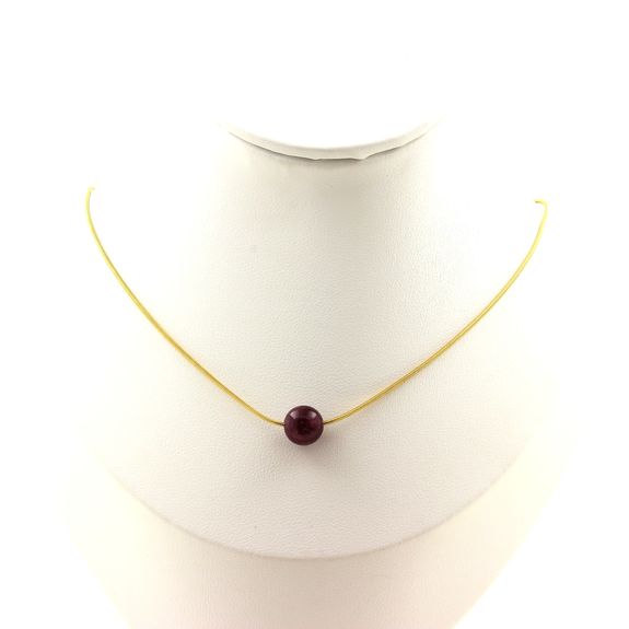 Collier 1 perle Grenat 8 mm