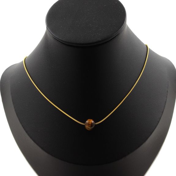 Collier 1 perle Oeil de Tigre 8 mm