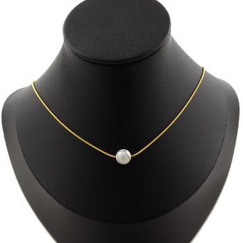 1 Howlite bead 8 mm necklace Golden Stainless steel chain