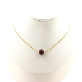 1 mahogany Obsidian bead 8 mm necklace Golden Stainless steel chain