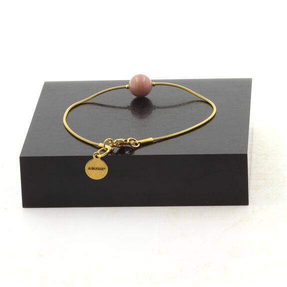 Golden stainless steel bracelet 1 Rhodonite Bead 8mm.