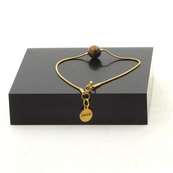 Golden stainless steel bracelet 1 Tiger Eye Bead 8mm.