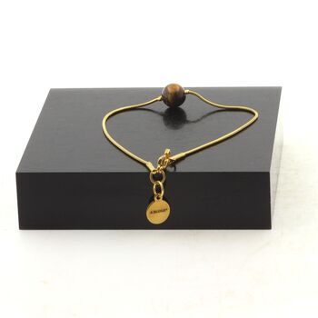 Golden stainless steel bracelet 1 Tiger Eye Bead 8mm.