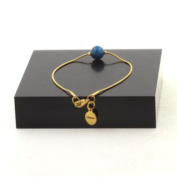 Golden stainless steel bracelet 1 Apatite Bead 8mm.