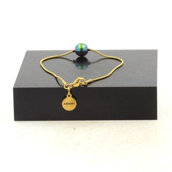 Golden stainless steel bracelet 1 Multicolored Hematite 8 mm Bead.