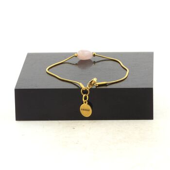 Golden stainless steel bracelet 1 Rose Quartz from Brazil Freeform 5mm-8mm Bead.