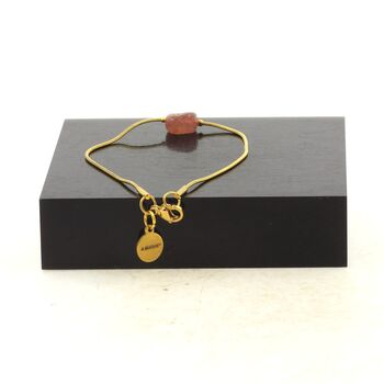 Golden stainless steel bracelet 1 Freeform Strawberry Quartz from Madagascar Bead 5mm-8mm.