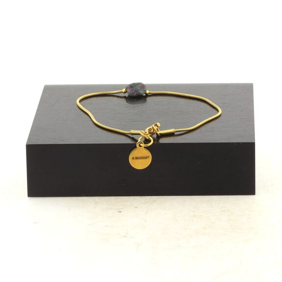 Golden stainless steel bracelet 1 Epidote from Myanmar (Burma) Freeform 5 mm-8 mm Bead.