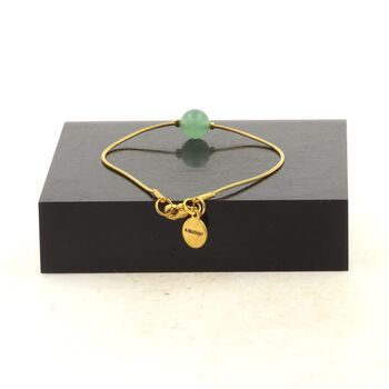 Bracelet en acier doré inoxydable 1 Perle Aventurine 8 mm.
